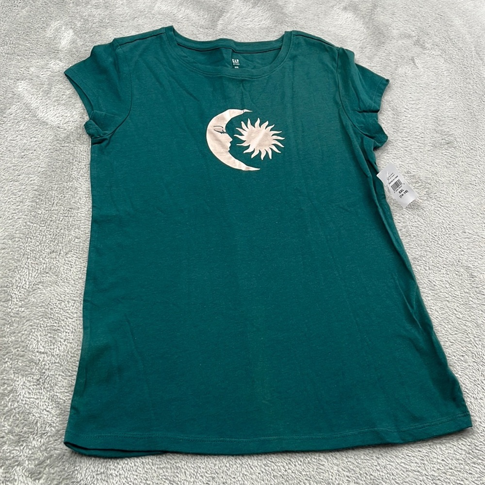 NEW Gap XXL 14, 16 Green Moon Astrology Short Sleeve T Shirt 100% Cotton